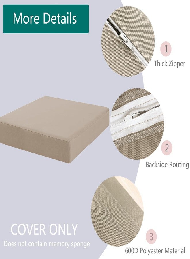 Sqodok Patio Cushion Covers 22x22 Waterproof Outdoor Cushion Covers Replacement 4Pack Patio Cushion Seat Slicovers with Ties for Sectional Sofa, Wicker Chair, Tan - Image 2
